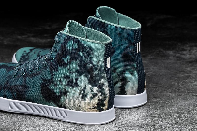 Turquoise Nobull High-Top Teal Tie-Dye Canvas Men's Trainers | CA G1413S